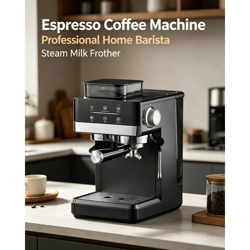 For Automatic Coffee Maker With Built-in Electric Coffee Grinder, Fresh Ground Coffee Bean Machine, Fast Brewing for Breakfast