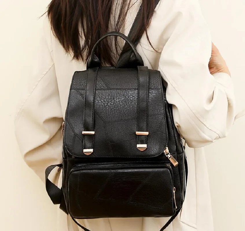 

Корейские новые женские винтажные модные кожаные рюкзаки высокого качества, большие вместительные дорожные сумки на плечо, школьная сумка, рюкзак-тоут