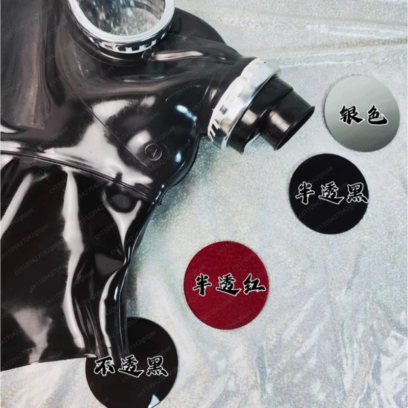 Customized Latex Gas Mask, All-inclusive Zipper Cosplay Accessories, Free Lenses, Neck Gas Mask