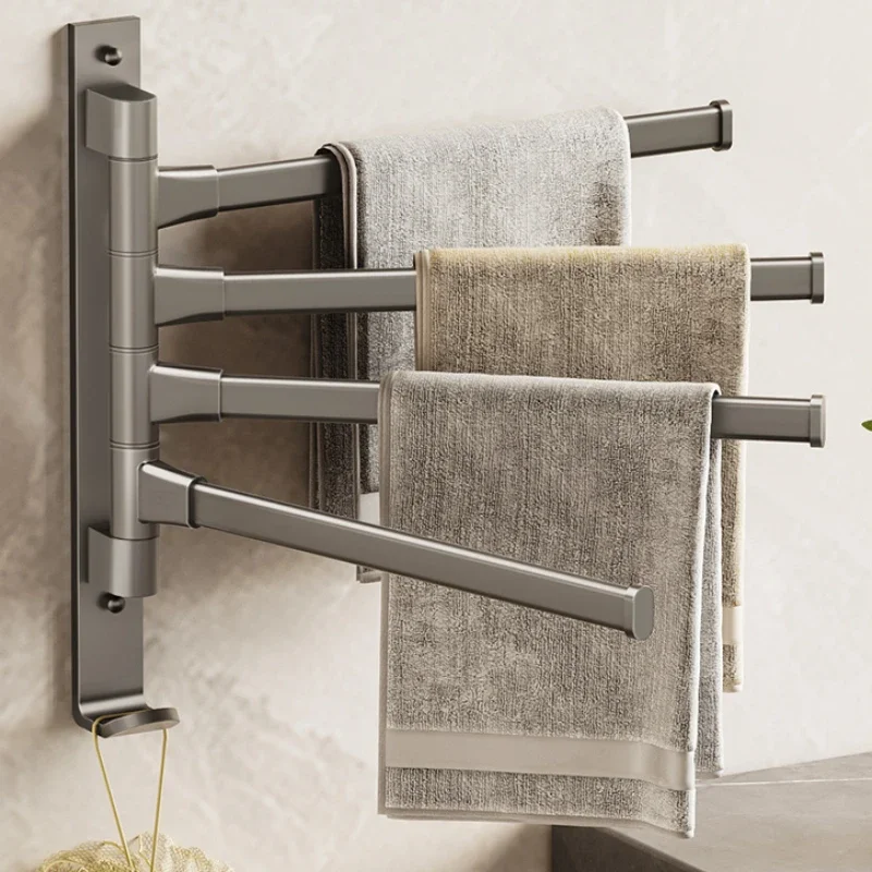 

Металлический Серый Многофункциональный вращающийся держатель для полотенец, стойка для хранения полотенец, держатель для полотенец в ванную комнату, многофункциональный настенный держатель для полотенец