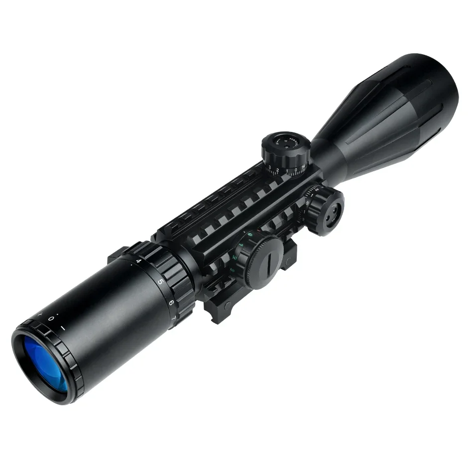 Imagem -05 - Tactical Iluminado Rangefinder Scope Vermelho Verde Caça Retículo Luz Óptica Ajustável Riflescope 20 mm Visão Colimador 412x50