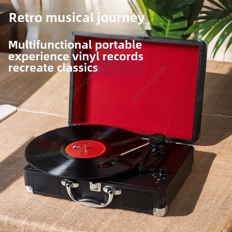 Burning USB Portable Vintage Phonograph Retro Portable Phonograph Leather Case Vinyl Record Player