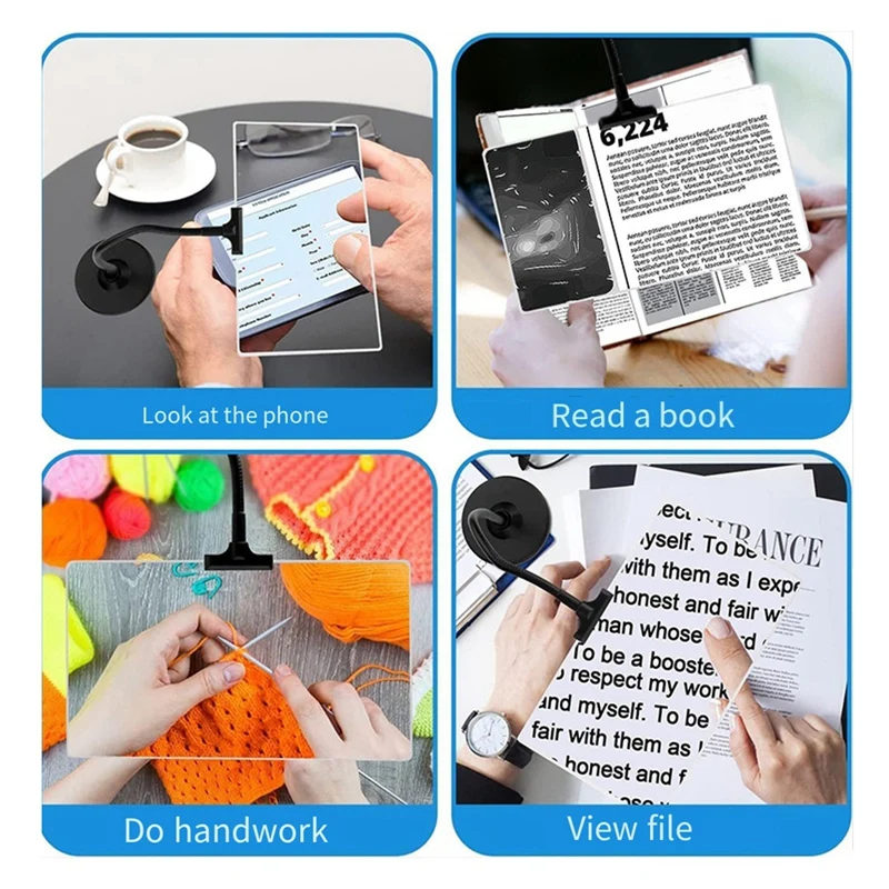 4X Magnifying Glass With Stand, Flexible Gooseneck Full Book Page Magnifying, For Low Vision Seniors With Aging Eyes