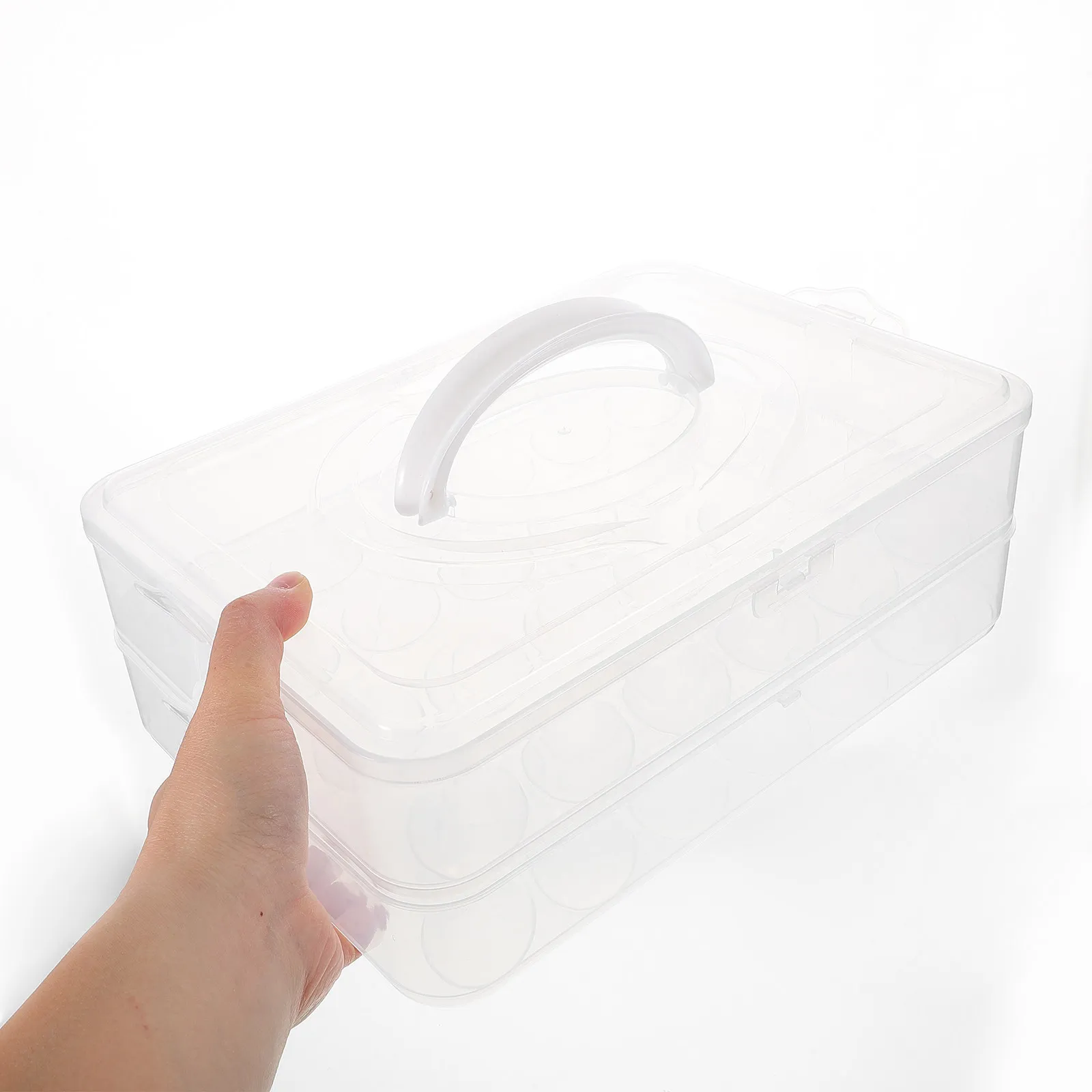 Double Layer Transparent Egg Tray Locking Lid Handle Stackable Egg Storage Container for 48 Eggs Thanksgiving
