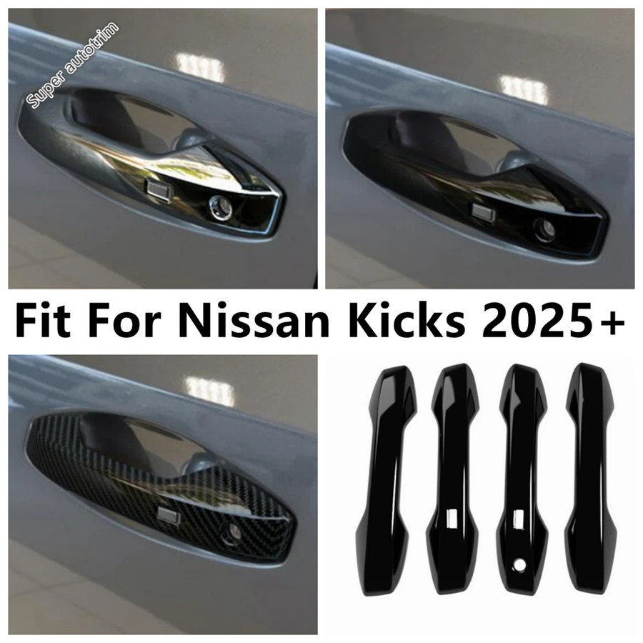 

For Nissan Kicks 2025 2026 Car Outer Door Handle Cover Cap Sticker Exterior Trim ABS Chrome / Black / Carbon Fiber Accessories