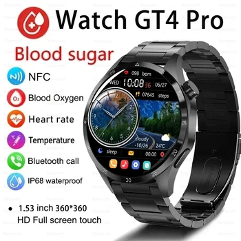 GT4 PRO Smart Watch Men Watch 4 Pro AMOLED HD Screen Bluetooth Call GPS Trajectory NFC Heart Rate BloodSugar SmartWatch 2024 New