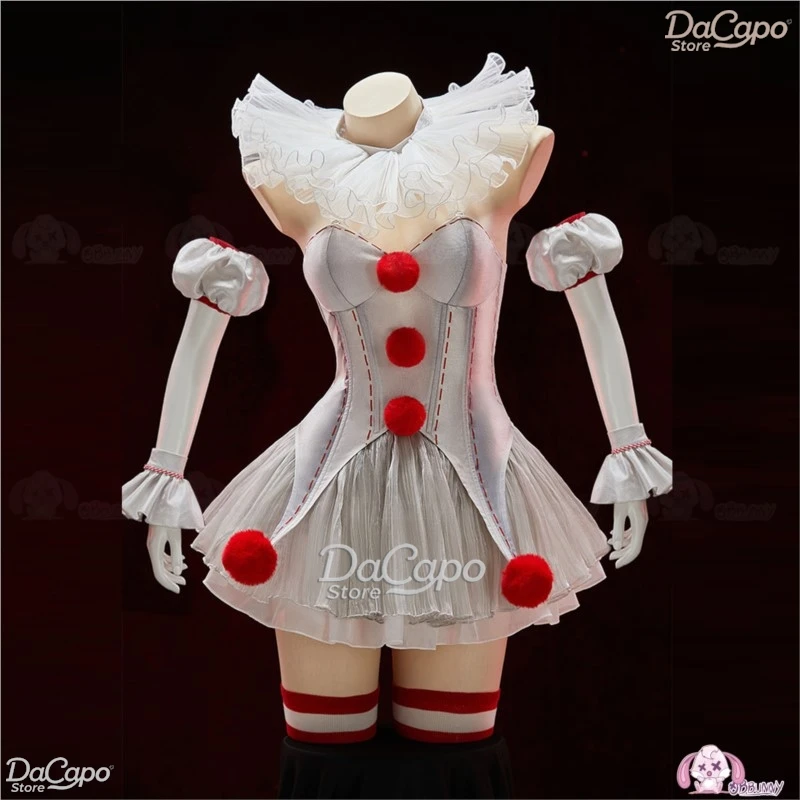 فستان الهالوين لفيلم المهرج Pennywise فستان تنكري شعر مستعار Genderswap رعب مخيف مثير فستان نسائي لحفلات الكرنفال #5