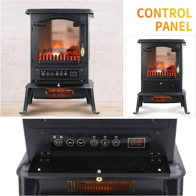 Electric Fireplace Heater with Remote, 22.4