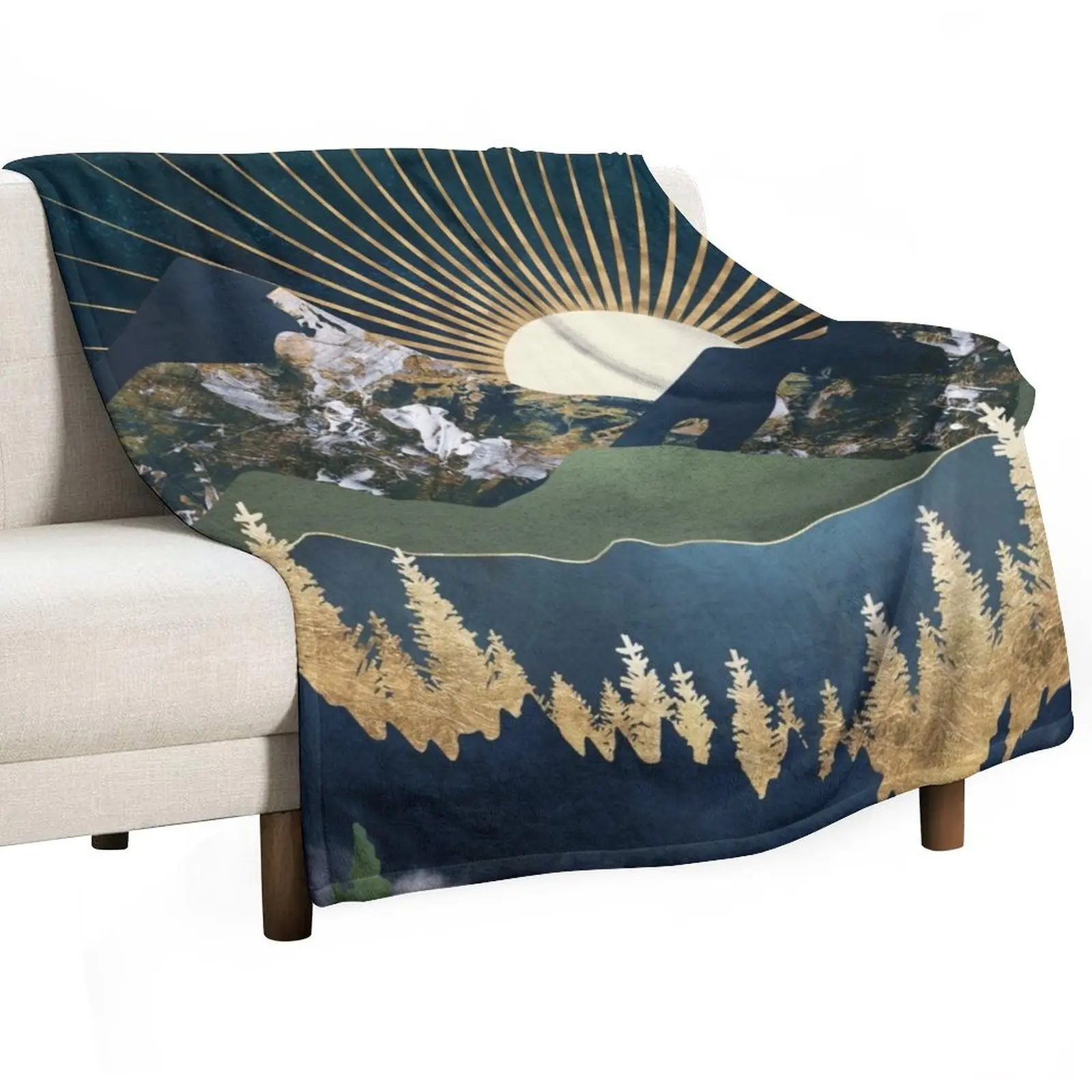 

Midnight Mountains Throw Blanket warm winter Quilt Travel Blankets