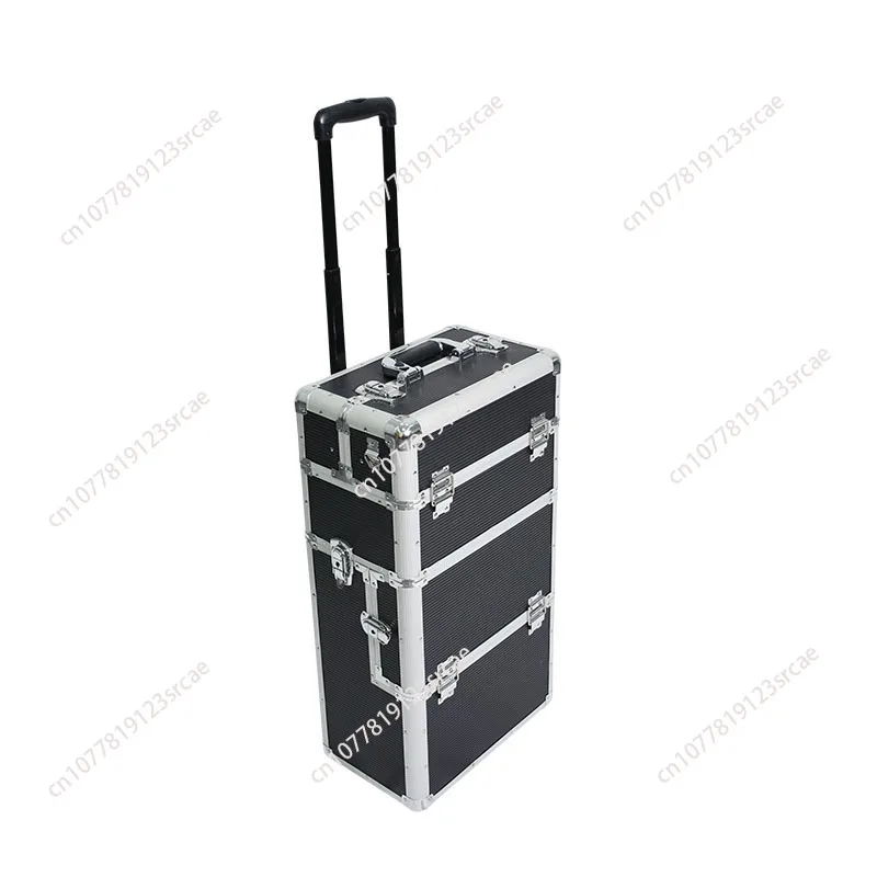 Professional tie rod portable multi-layer large-capacity cosmetic case, manicure, hair pattern embroidery and beauty toolbox