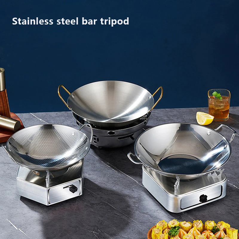 

Stainless Steel Honeycomb Skillet Non-Stick with Handle Scratch-Resistant Cooking Dry Boiler Alcohol Stove Camping Cookware