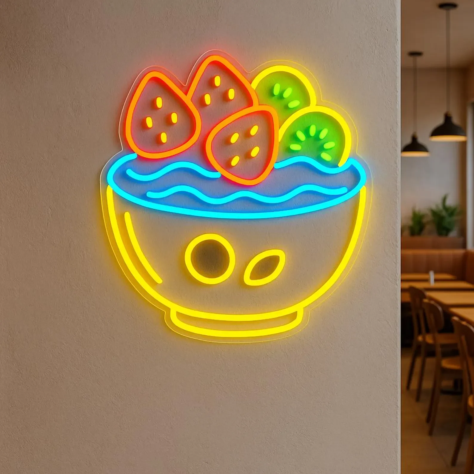 

Acai Bowl Neon Sign, Gourmet Gift Idea,Restaurant LED Decor,Fruit Salad Neon Decor