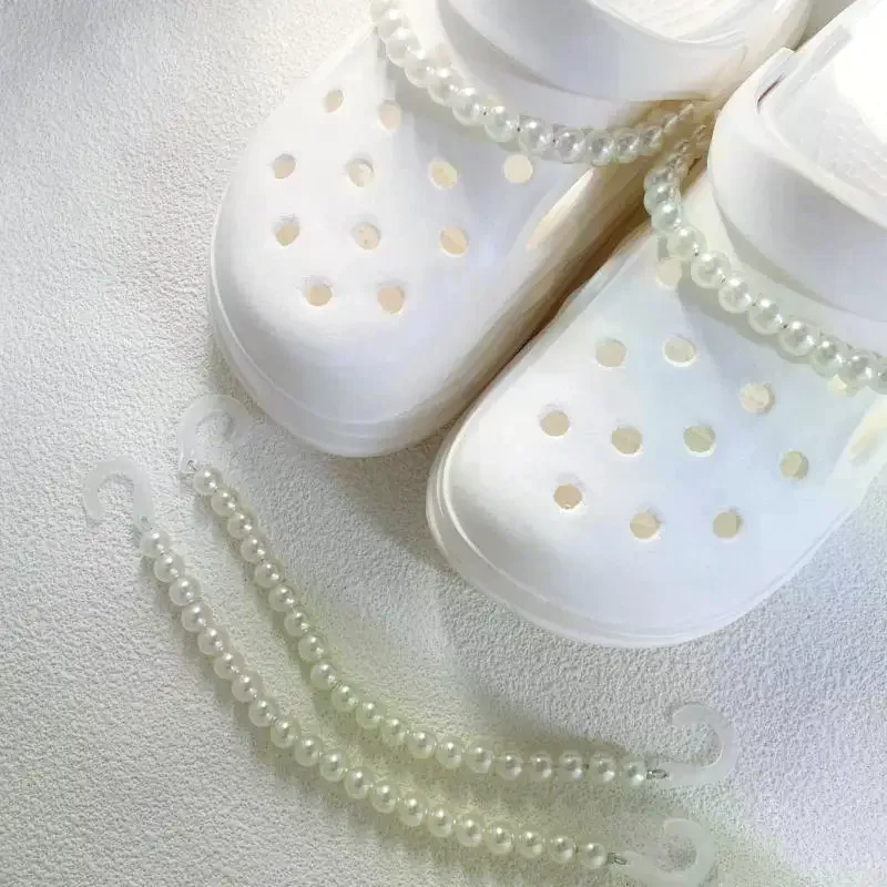 2Pcs Imitation Pearl Chain Shoe Charms Detachable Artificial Pearl Shoe Chains Fashion Simple Shoes Buckle Shoes Decoration