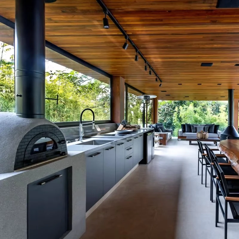 Modern Outdoor Integrated Cabinets Weather-resistant Technology Natural Yard Built-in Sink Cabinets