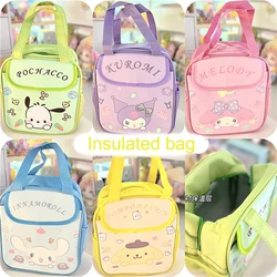 Lovely Sanrio Cinnamoroll Pochacco Lunch Bag Anime My Melody Kitty Kuromi Travel Thermal Breakfast Box Kid Tote Food Bag Gift