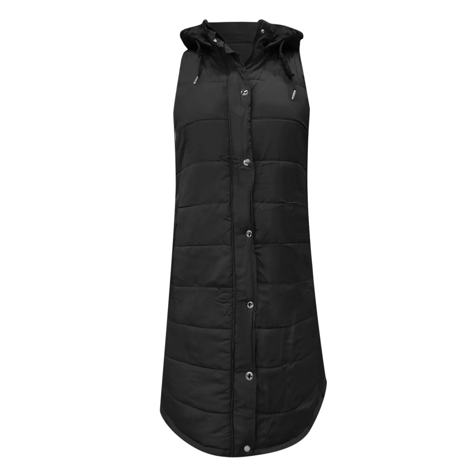 Women's Winter Sleeveless Coat Vest Long Hoodie Warm With Pockets Outdoor Cardigan Fashion Casual Outerwears Windproof Jacket