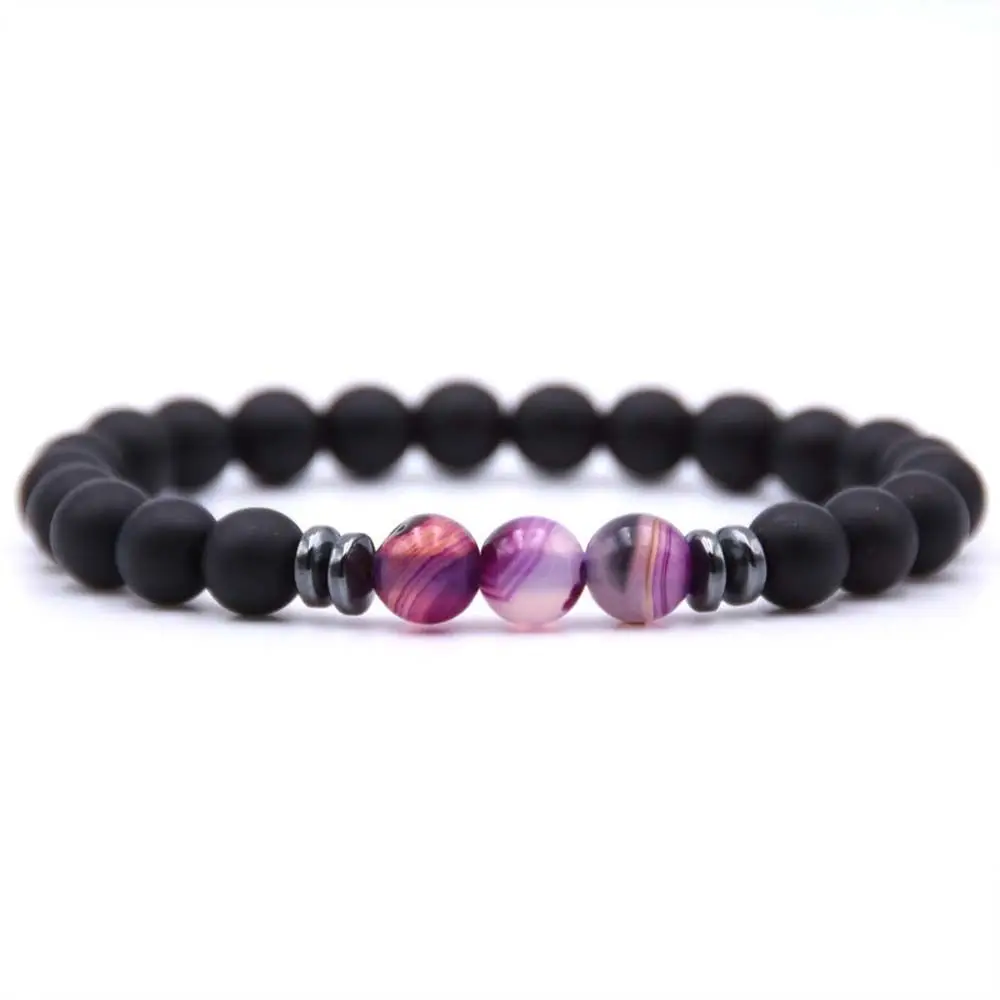 Buddha Prayer Energy Gifts For Women Men Agate Stone Black Tourmaline Matte Yoga Bracelet Jewelry Beaded Bracelets Bracelets