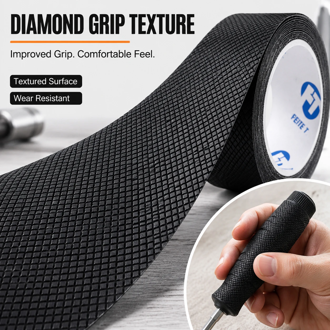 Tool Handle Grip Tape Self Adhesive Wrap Tape, Wear Resistant Anti Slip Handle Tape for Hammer Wrench Pliers