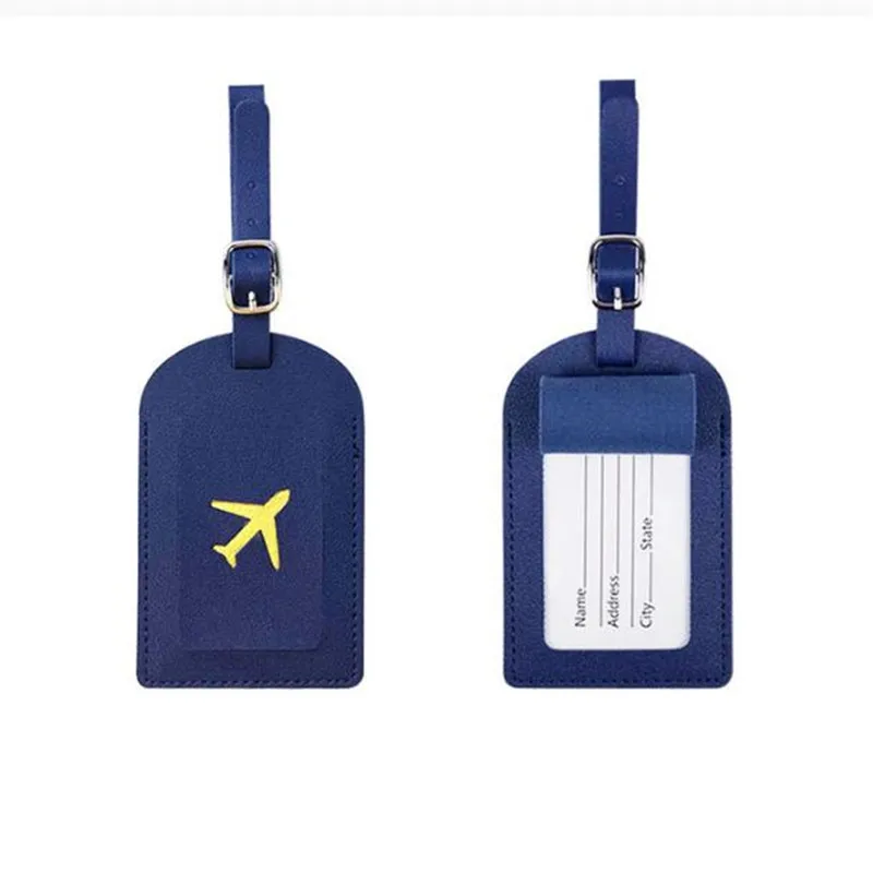 1PC Portable PU Leather Luggage Tag Suitcase Identifier Label Baggage Board Bag Tag Name ID Address Holder Travel Passport Card