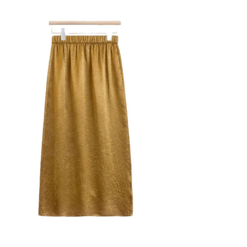 أزياء بسيطة نصف تنورة للنساء الصيف تنورة طويلة النمط الصيني الجديد Bodycon تنورة أنيقة عالية الخصر ألف خط تنورة #5