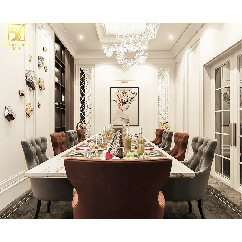 Turkey High Natural Gold Legs Base White Luxury Furniture Unique Kitchen 10 Seater Marble Dining Tables And Chairs
