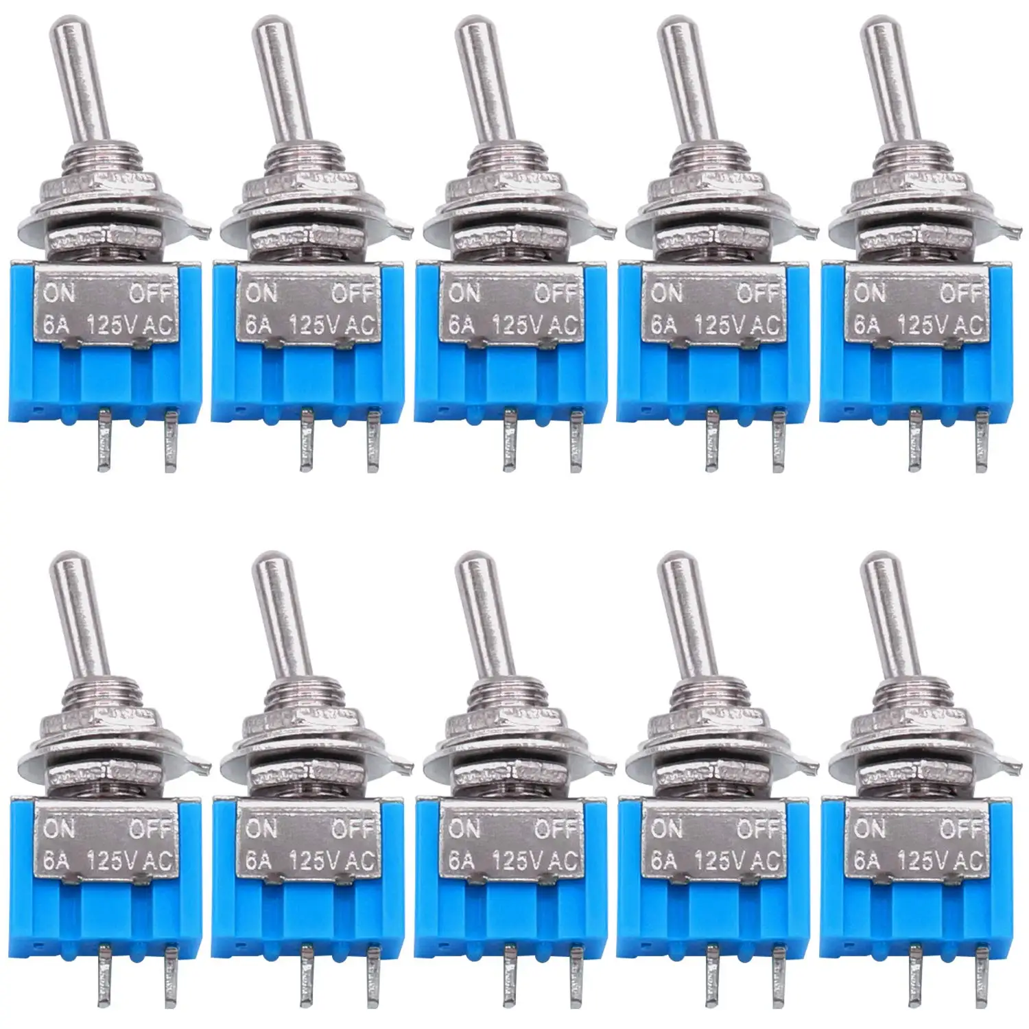 10pcs DPDT Mini Toggle Switch 2/3/6Pin 2/3 Position ON/Off/ON Miniature Toggle Switch 6A 125V Toggle Switch