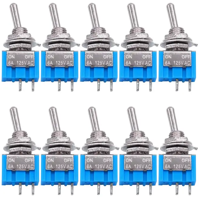 10 szt. Mini Przełącznik Dźwigniowy DPDT 2-pinowy 2-pozycyjny Włącz/Wyłącz Miniaturowy Przełącznik Dźwigniowy 6A 125V