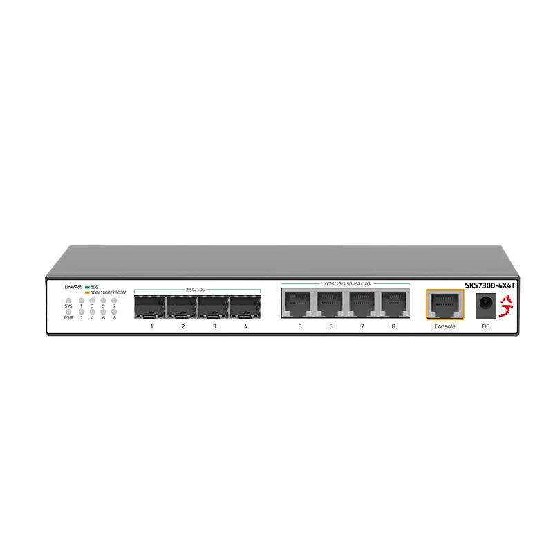 XikeStor L2 Managed Switch 4*10GRJ45 ports 4*10G SFP+ ports Ethernet Switch Auto-adaptation Support VLAN QoS SPT LACP