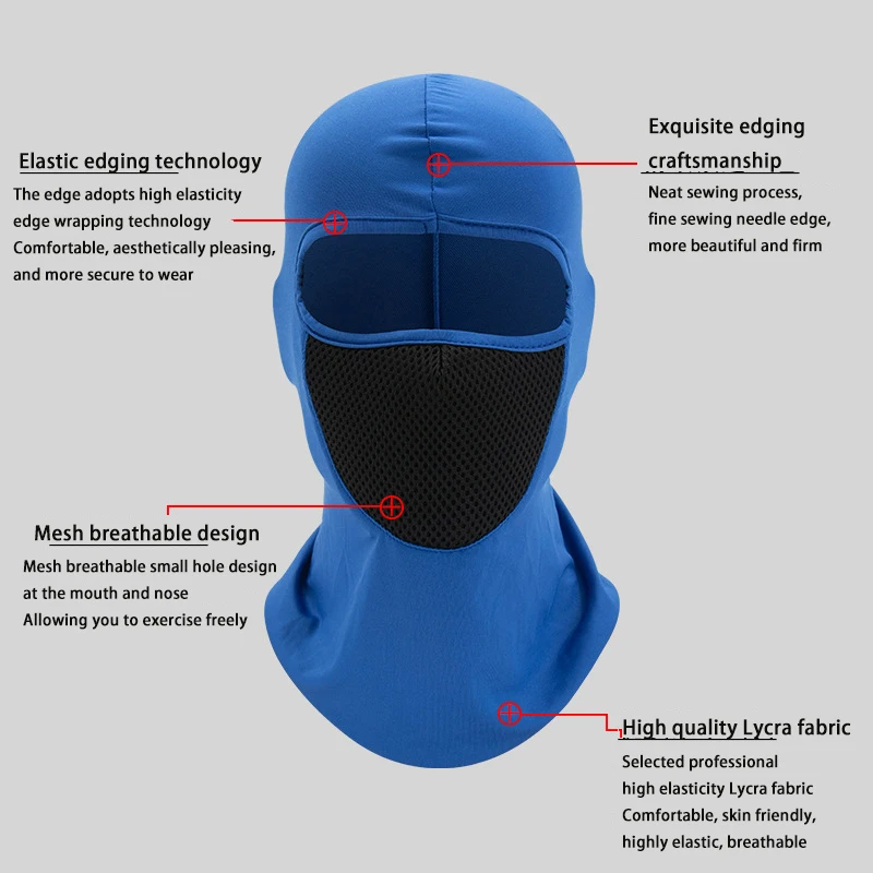 New Cool Lycra Cycling Full Face Mask Cover For Men Women Solid Warmer Beanies Fast-dry Helmet Liner Windproof Ski Balaclava Cap