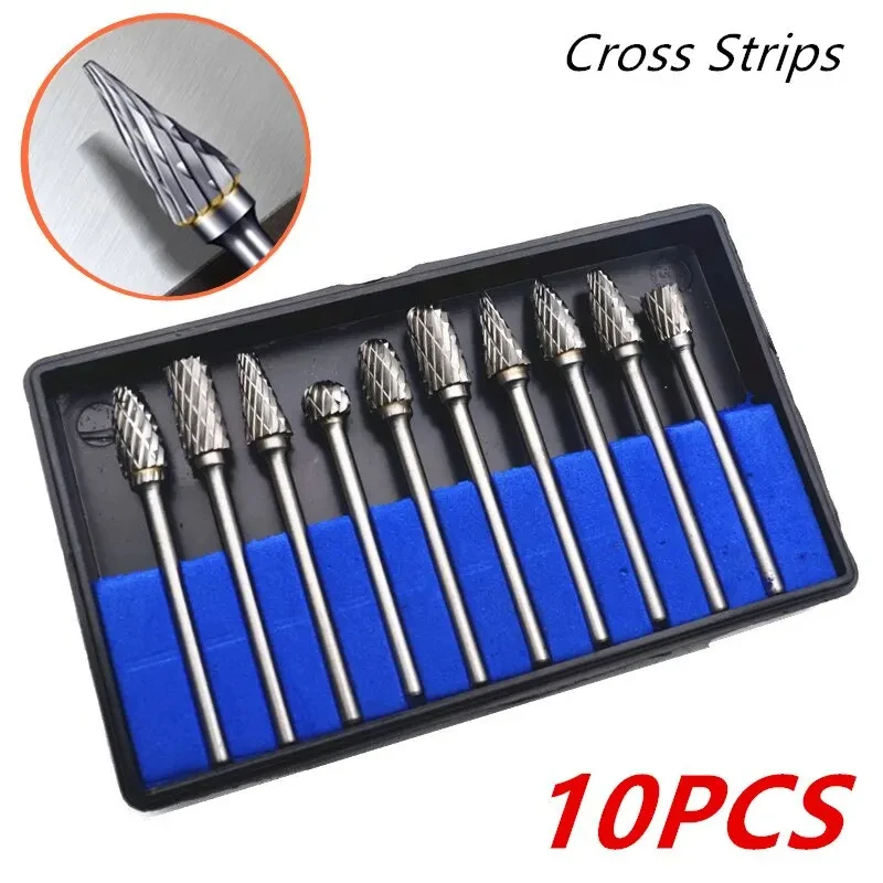 10 STKS Carbide Burr Set Compatibel met Dremel 1/8 "Schacht Stiftslijper Rotary Tool Rasp Bits Hout Metaal Carving Elektrisch Slijpen