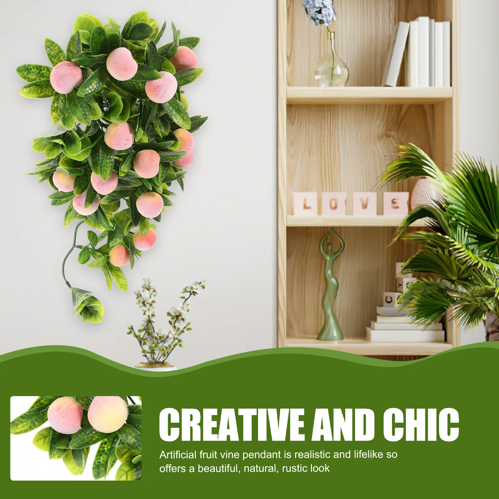 

Artificial Hanging Fruit Vine Realistic Plastic Fake Green Leaf Decoration for Home Wall Party Artificial Hanging Fruit Vine