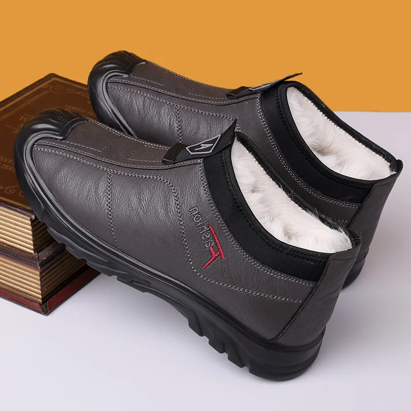 أحذية رجالية موضة أحذية قطنية رياضية مريحة أحذية شتوية من الصوف الدافئ أحذية قطنية للرجال أحذية جلدية جديدة مقاومة للماء Zapatos #4