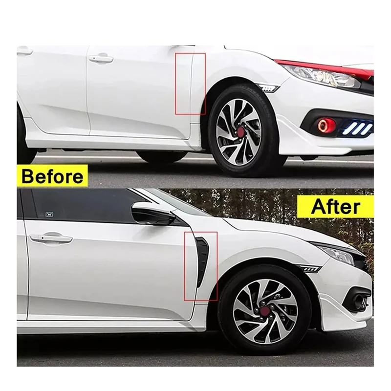 Serat karbon Aksesori Mobil Spoiler samping bumper depan ventilasi udara penutup sayap Trim untuk Honda Civic 10Th 2016-2019