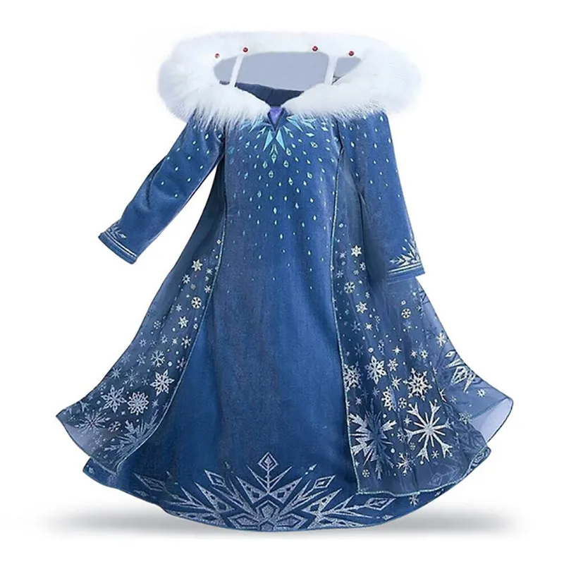 Children Snow Queen Princess Dress Winter Girl Elsa Costume Carnival Birthday Holiday Party Dress Kids New Outfit Clothes