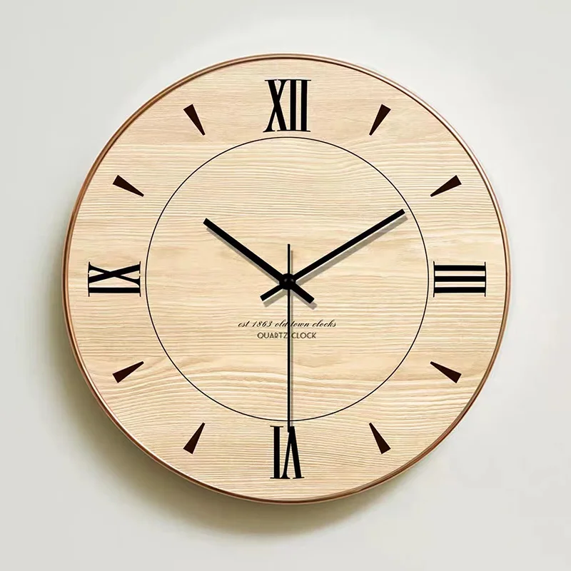 

Nordic Wooden Wall Clock Modern Creative Personality Silent 12/14 Inch Hanging Clocks Living Room Bedroom Backdrop Home Decor