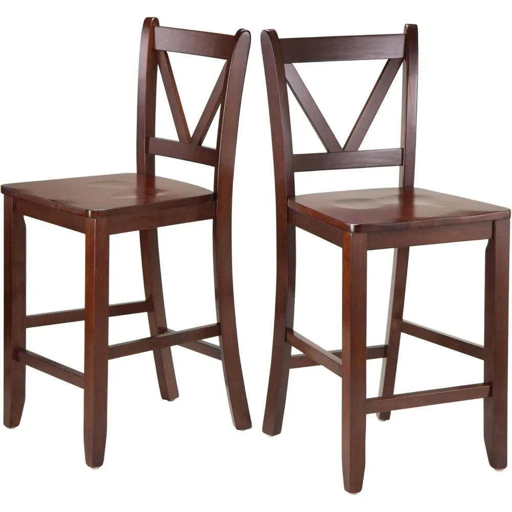 

Wood Victor 2-Piece V-Back Counter Stools, 24-Inch, Brown