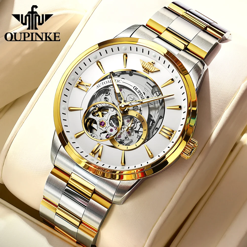 

OUPINKE 3190 Hollowed Automatic Mechanical Watch for Men Swiss Certificated Brand Men's Watches Luxury Waterproof Man Hand Clock