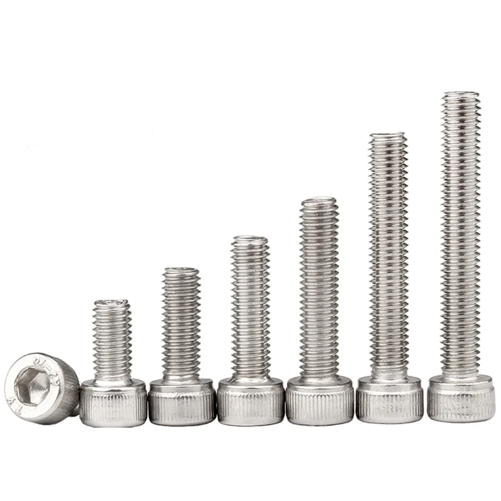 10pcs M1.4 M1.6 M2 M2.5 M3 M4 M5 M6 M8 M10 M12 M14 M16 A2-70 DIN912 Stainless Steel 304 Hex Socket Cap Head Screw