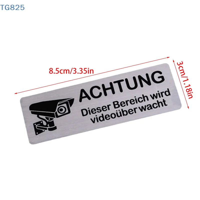 【AN】【AN】1pcs Aluminum Watch Video Surveillance Warning Sign Private Camera Surveillancewith Sticker With Tape