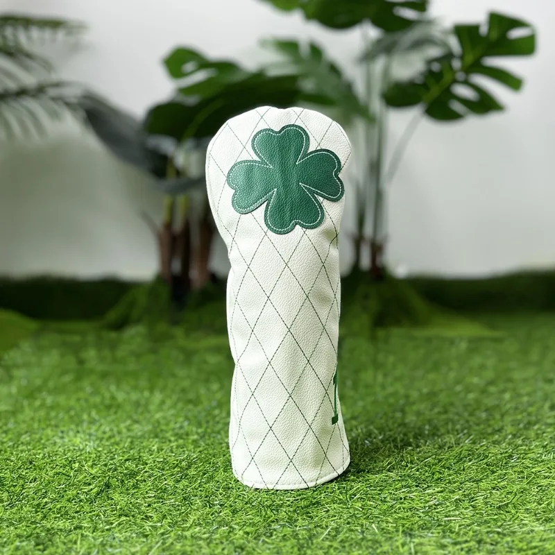 1pc 3pcs Golf Headcovers, Driver Fairway Hybrid Head Cover, Lucky Clover Cross Pattern Golf Head Cover With Number Tags view 3
