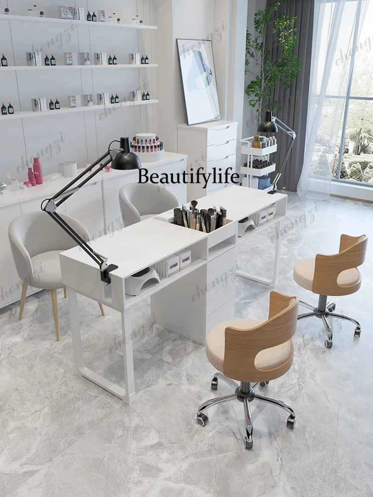 TTT Japanese Nail Tables Beauty Salon Minimalist Vacuum Cleaner Double Manicure Desk Table Professional Manicure Tables