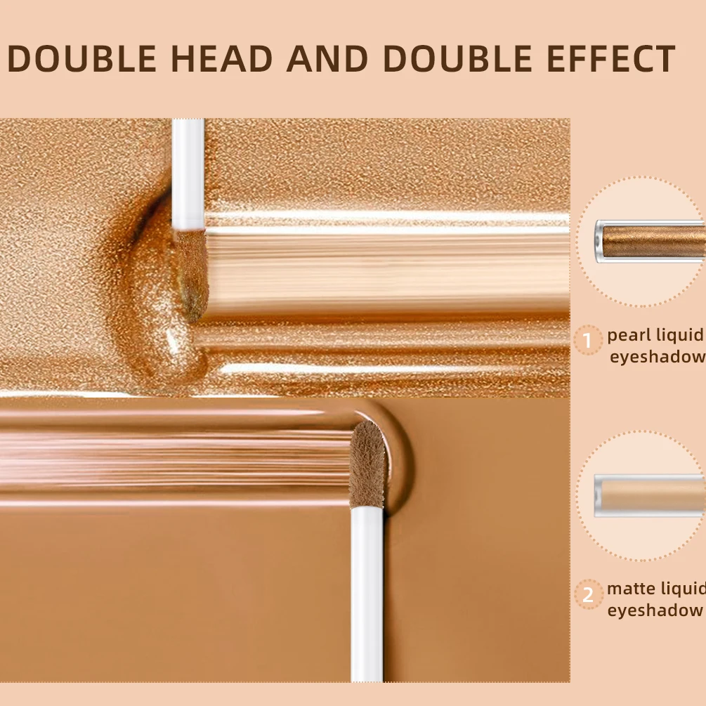 QIBEST 2 In 1 Double-head Diamond Liquid Eyeshadow Brightening Lightweight Lasting Matte Contour Blush Silkworm Glitter For Eyes