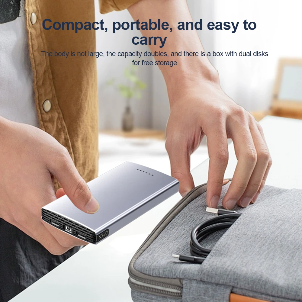 Dual Bay M.2 SSD Case Type C USB3.2 10Gbps HDD محطة إرساء SATA NVME NGFF بروتوكول مزدوج SSD الضميمة 16 تيرا بايت محول للكمبيوتر الشخصي