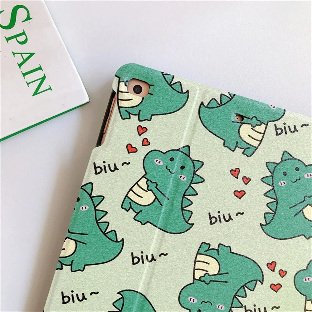 حافظة لجهاز ipad بشكل ديناصور لطيف مع حافظة حامل قلم رصاص لجهاز Apple Air 10.9 حافظة لجهاز iPad Pro 2020 حافظة لجهاز iPad 10.2 11 12.9in 2021 Mini