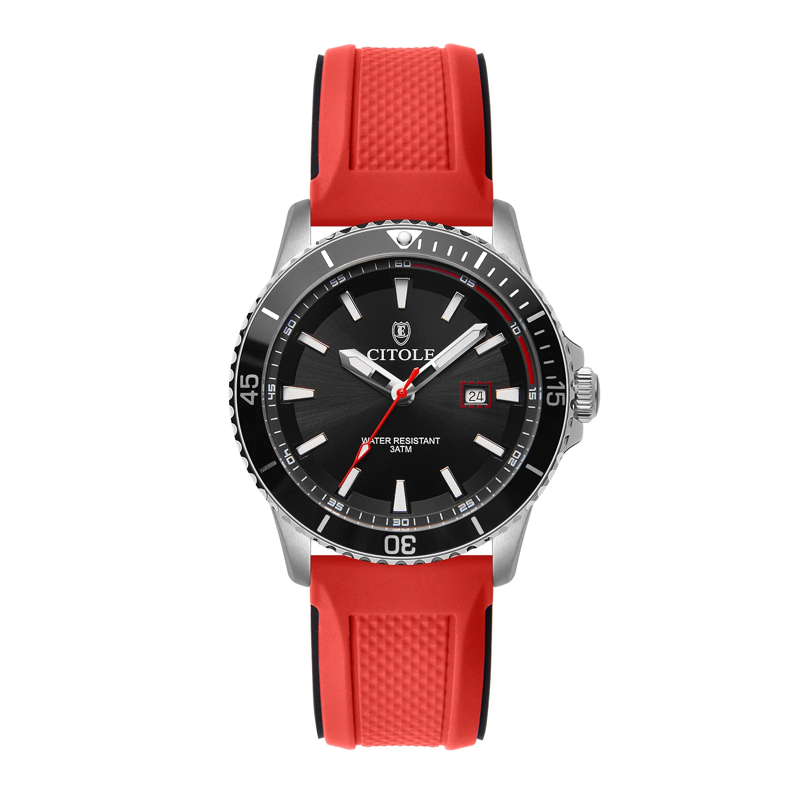 

Men's Classic Color Quartz Watch CT2001 Waterproof Luminous Calendar with Rubber Strap Casual Daily Wear Luxury Clock