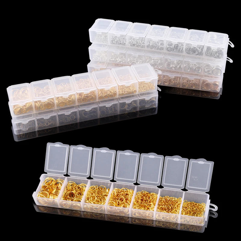 

1370PCS/Set Mixed Metal Open Jump Rings Split Ring Connectors For DIY Necklace Bracelect Jewelry Making kits Finding Supplies