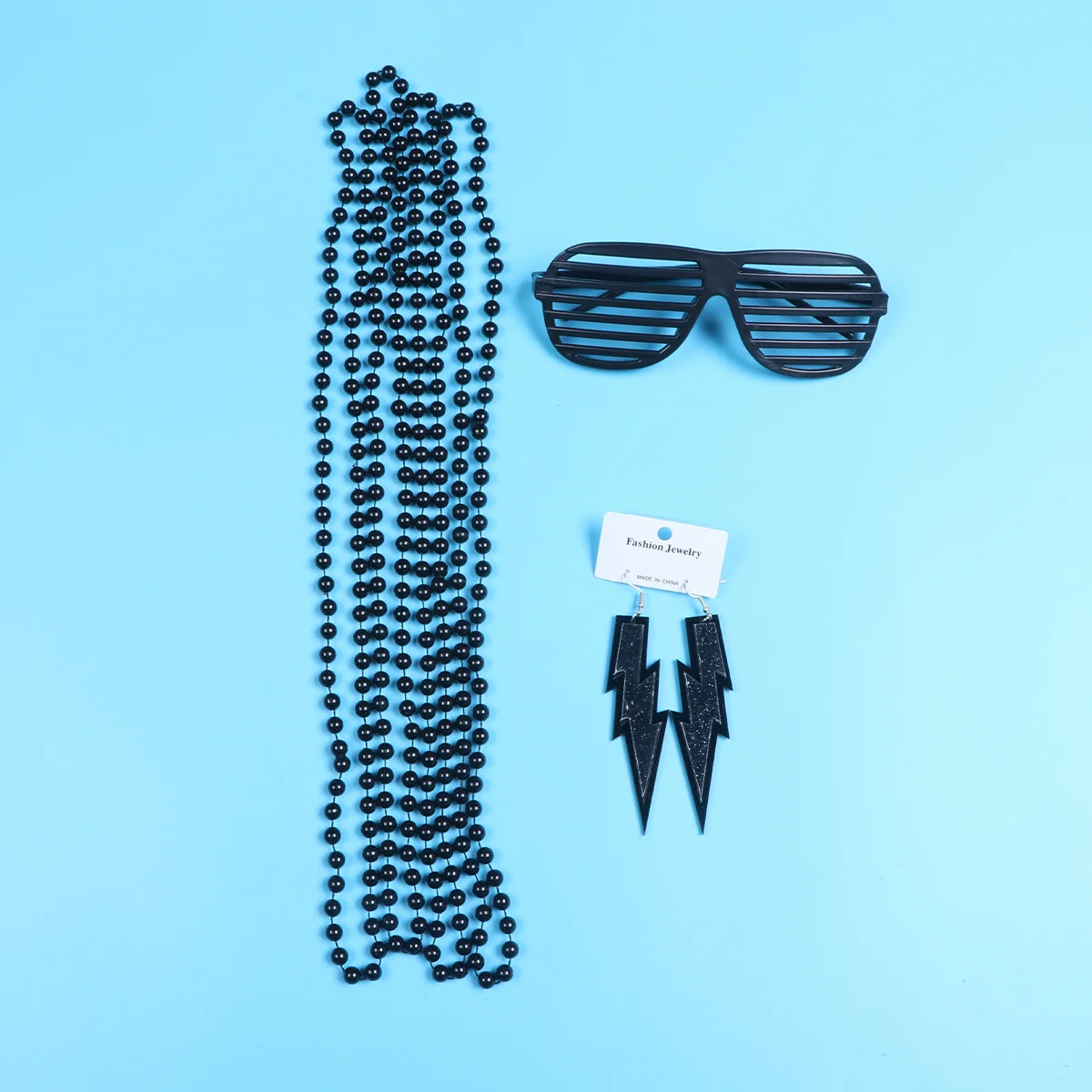 

6Pcs Women 80s Retro Party Costume Accessories Set Necklace Fishnet Gloves Window-Shades Glasses Tutu Skirts Earrings