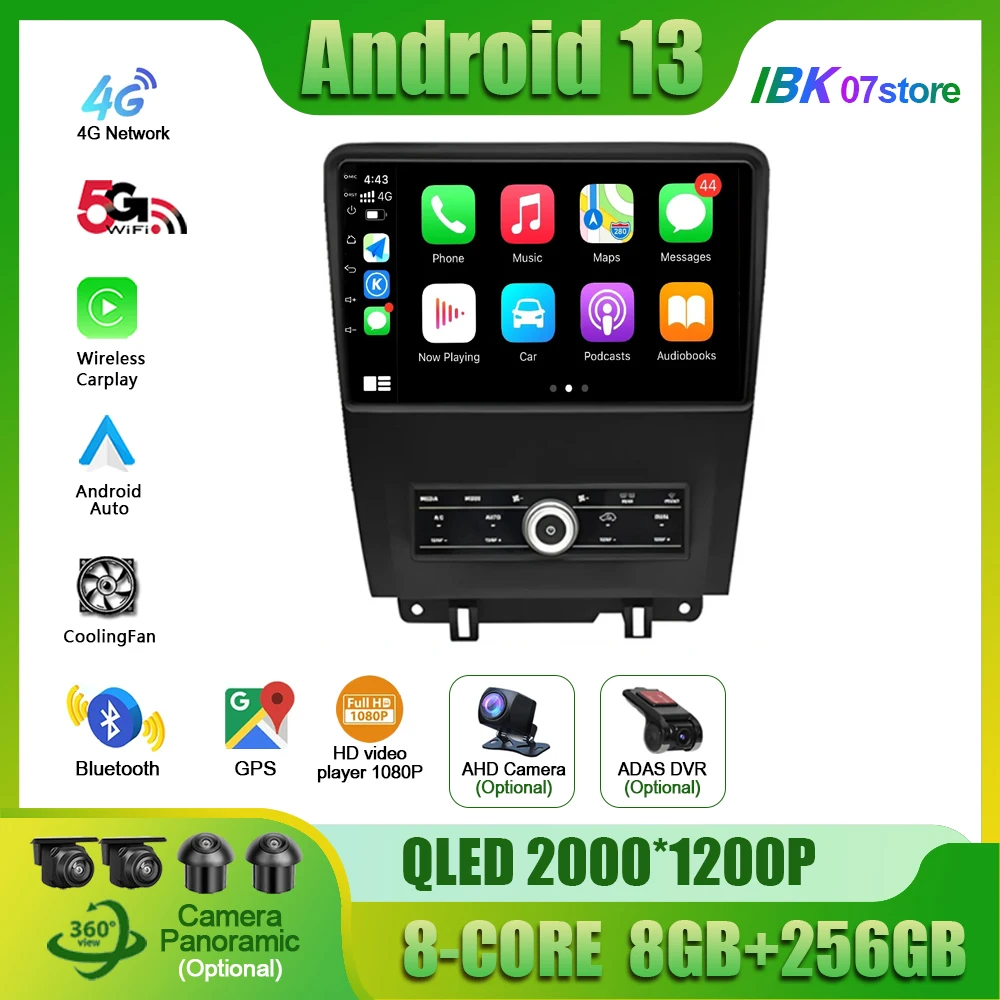 

Android 13 Multimedia For Ford Mustang V S-197 2009 - 2014 Autoradio Radio QLED Player Navigazione Carplay Screen