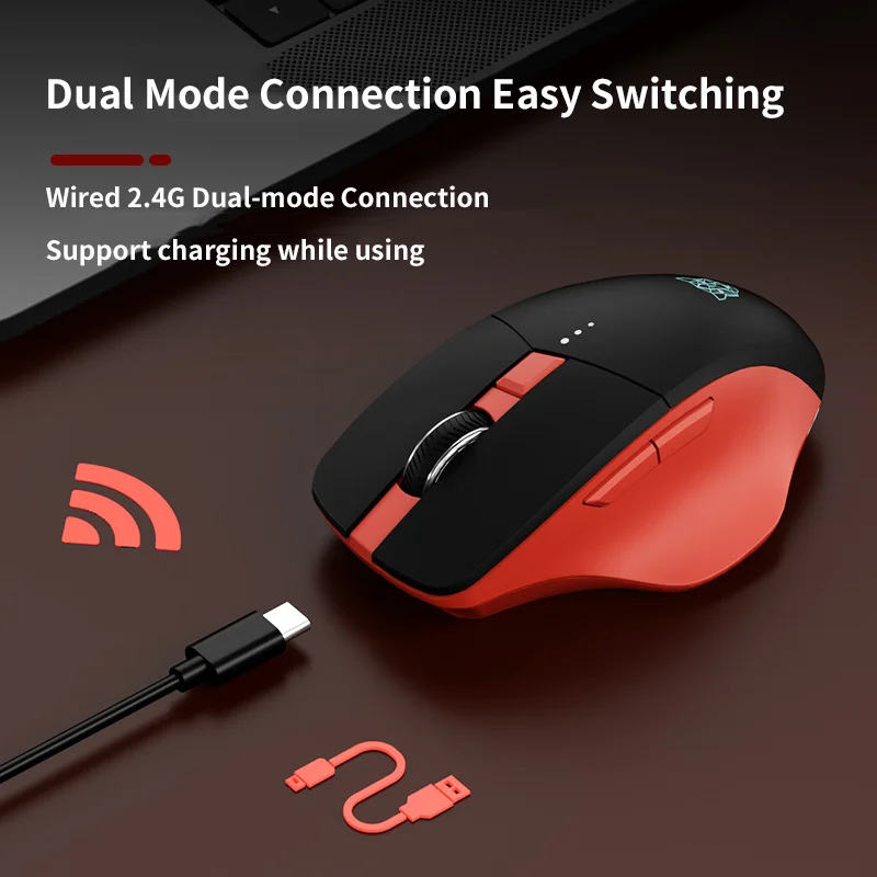Mouse wireless da gioco cablato Mause Effetto luce RGB 3200 DPI Potenza Rminder Supporto Uso Ricarica Mouse da gioco Uso ufficio Ergonomia