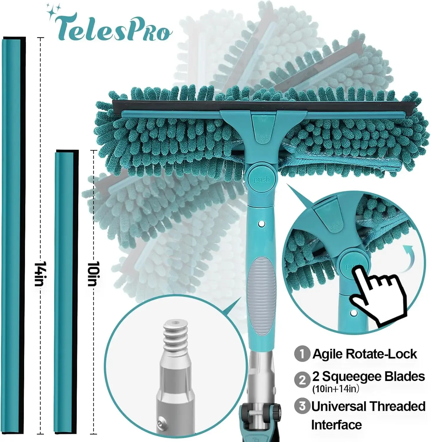 

XMSJ.30 Feet High Reach Window Squeegee with 6-24 Ft Extension Pole, Window Cleaner Tool with 5-Stage Telescoping Pole